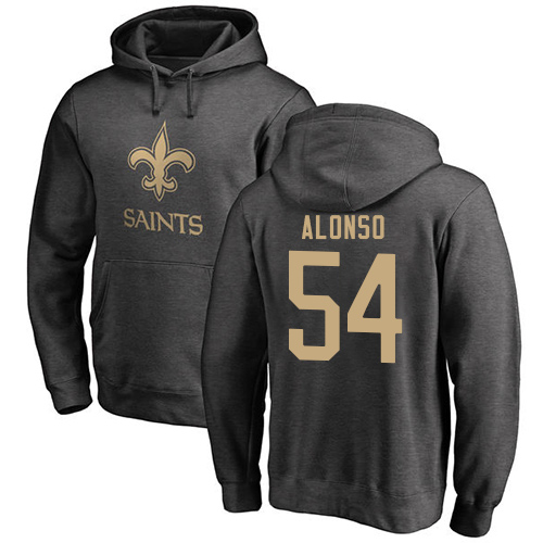 Men New Orleans Saints Ash Kiko Alonso One Color NFL Football #54 Pullover Hoodie Sweatshirts